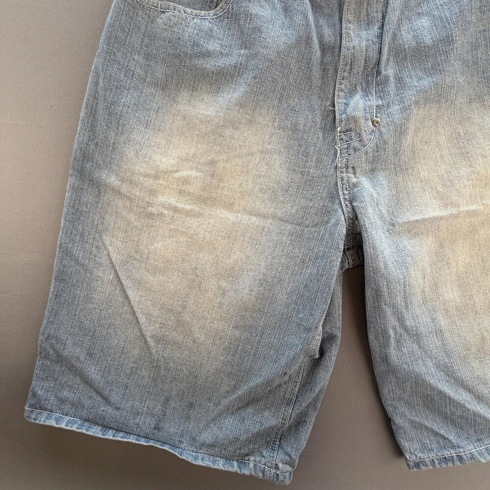 Vtg PJ Mark Denim Shorts Mens 36 Blue Light Wash Baggy Distressed 13 Inseam Y2K